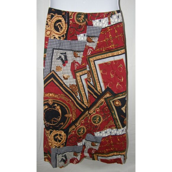 RUFF HEWN Equestrian Horse Theme Sz 14 Casual or Dress Wraparound Cotton Skirt - Picture 5 of 6